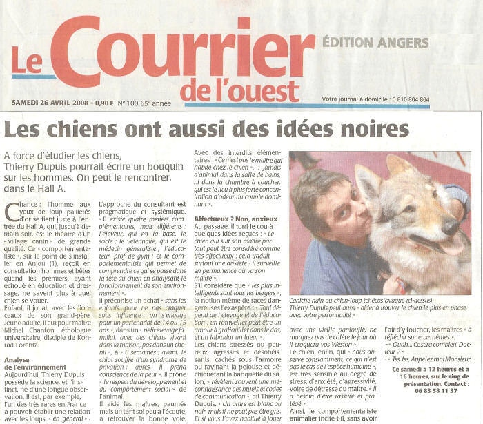 article Courrier de l'Ouest : Thierry Dupuis