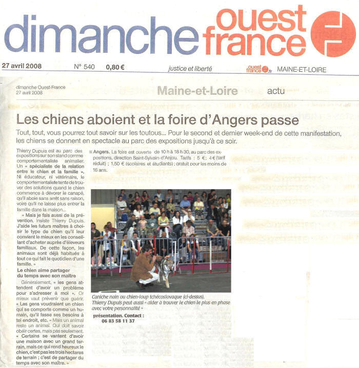 Article Ouest France : foire d'Angers